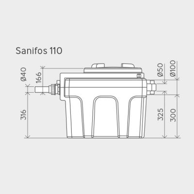 Sanifos 110 Pumping Station Dimensions Img01