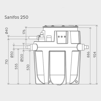 Sanifos 250 Pumping Station Dimensions Img01