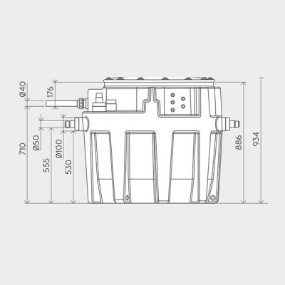 Sanifos 500 Single Phase Pumping Station Dimensions  Img01