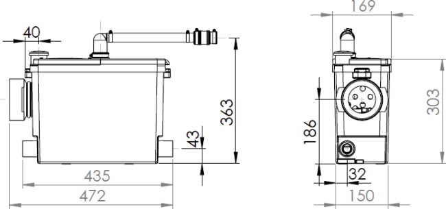 Sanipack Pro Up Dimensions